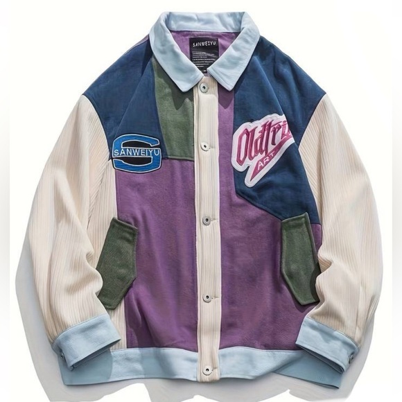 AelfricEden Men’s👱🏼‍♂️ColorBlockCorduroy OversizedVintage Trucker Jacket🧥Sz S